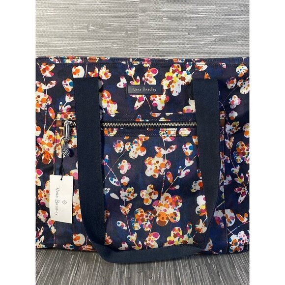Vera Bradley Womens 22178-J83 Tote Bag Blue Floral Square Lightweight Zipper - Picture 2 of 8